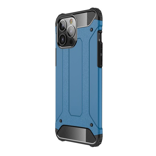 Defender műanyag telefonvédő (közepesen ütésálló, légpárnás sarok, szilikon belső, fémhatás) VILÁGOSKÉK [Apple iPhone 13 Pro Max] (5996591097343)