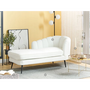 Chaise Lounge Bouclé Derecho Diseño Moderno Tapicería Patas Metal Negras Blanco Crema Allier - Blanco