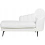 Chaise Lounge Bouclé Derecho Diseño Moderno Tapicería Patas Metal Negras Blanco Crema Allier - Blanco
