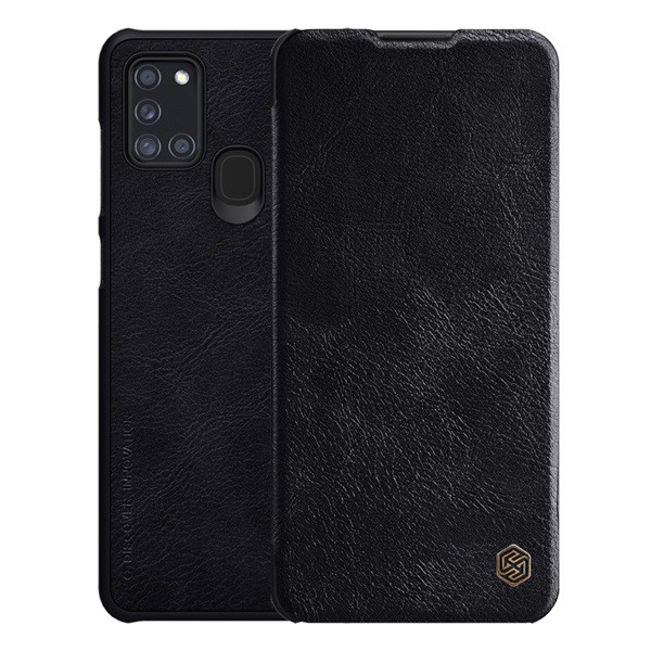 Калъф Nillkin, Стоящ, Кожен, Флип, QIN, Samsung Galaxy A21 (SM-A217F), Черен