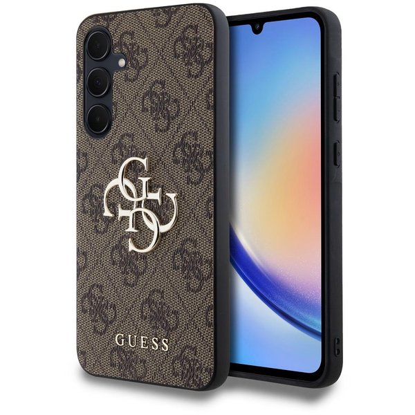 Guess 4G Metal Logo Samsung Galaxy A35 5G barna PU tok
