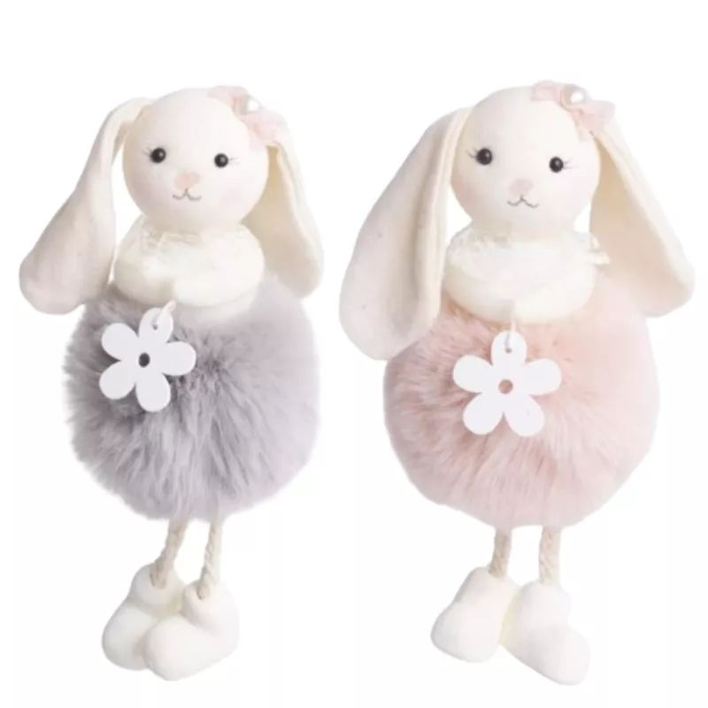 Felakasztható pompon testű nyuszilány dekoráció - Többféle (067805)