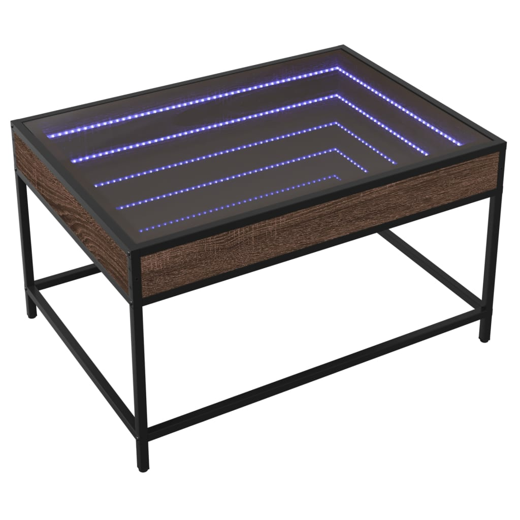 barna tölgy végtelen hatású LED-es dohányzóasztal 70x50x41 cm (847686)