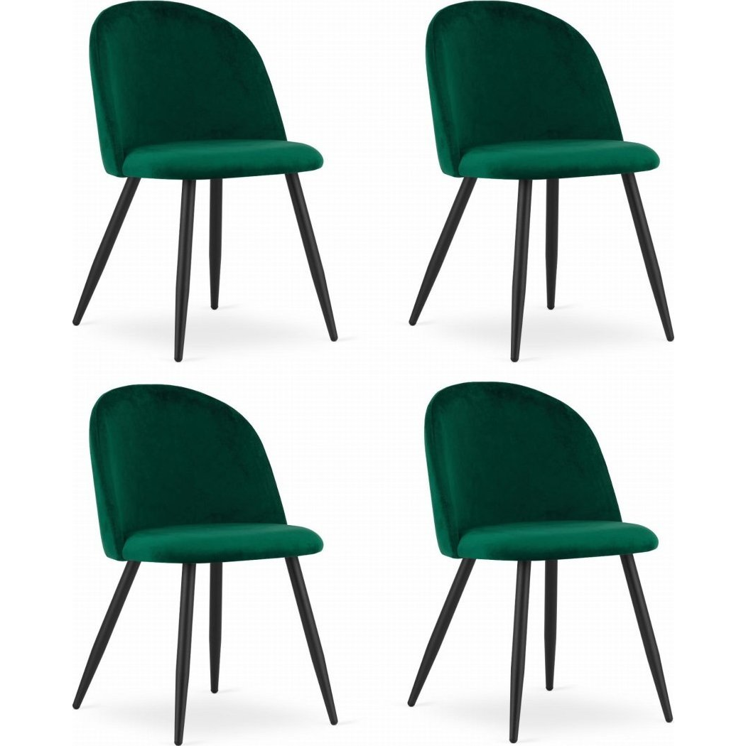 "BELLO Szék - Zöld Bársony / Fekete Lábak x 4" (model_3385_4-BELLO-ROMX37)