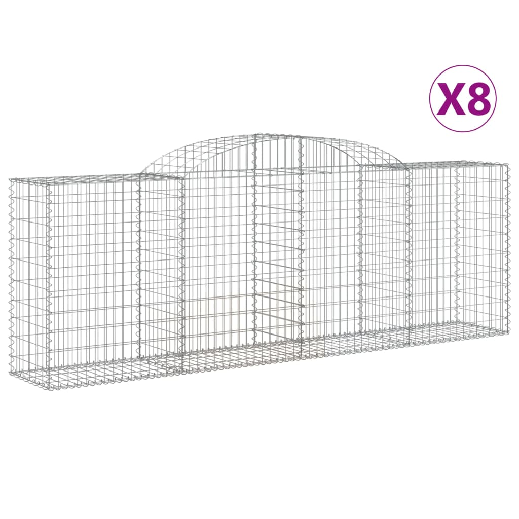 8 db íves horganyzott vas gabion kosár 300 x 50 x 100/120 cm (3146707)