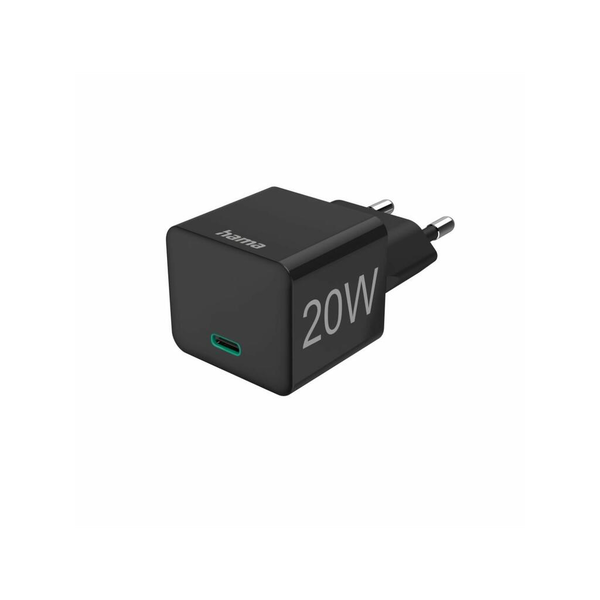 Бързо зарядно устройство Mini Hama, USB-C, Pd/Qualcomm®, 20W, Черен