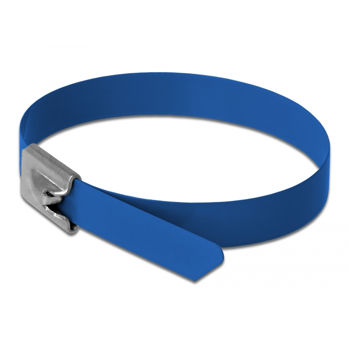 Delock Rozsdamentes Acél Kábelkötegek Hossza 300 x Szélesség 7,9 mm kék 10 db. (18798)