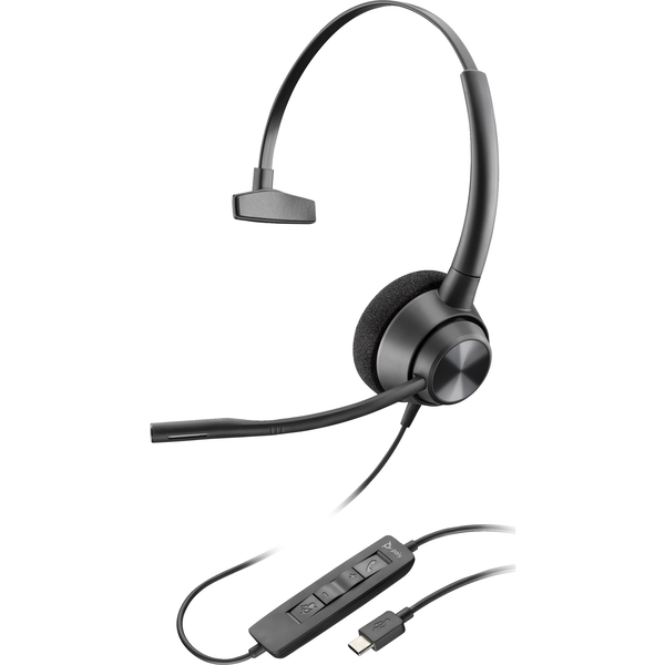 HP Poly EncorePro 310 USB-C Monoaural Headset TAA Auricolare Cablato A Padiglione Ufficio USB tipo-C Nero