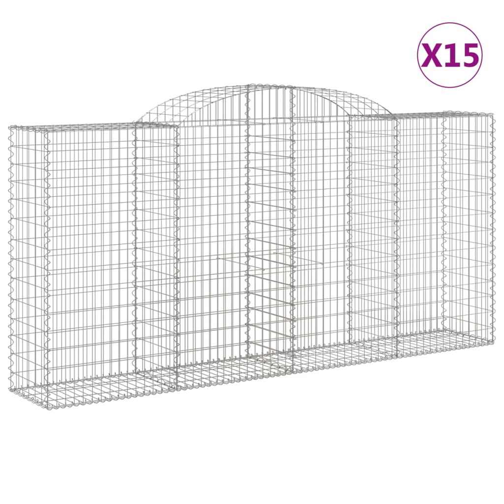 15 db íves horganyzott vas gabion kosár 300x50x140/160 cm (3146749)