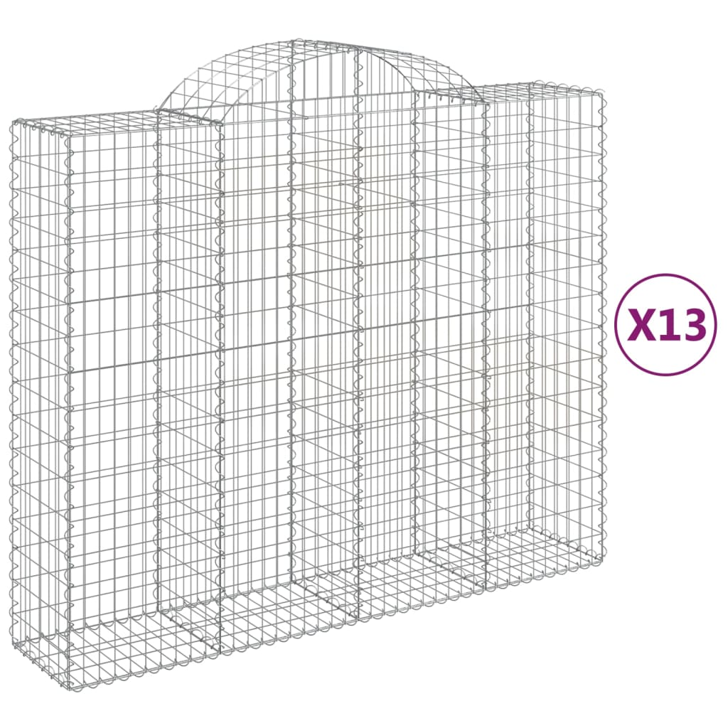 13 db íves horganyzott vas gabion kosár 200x50x160/180 cm (3146394)