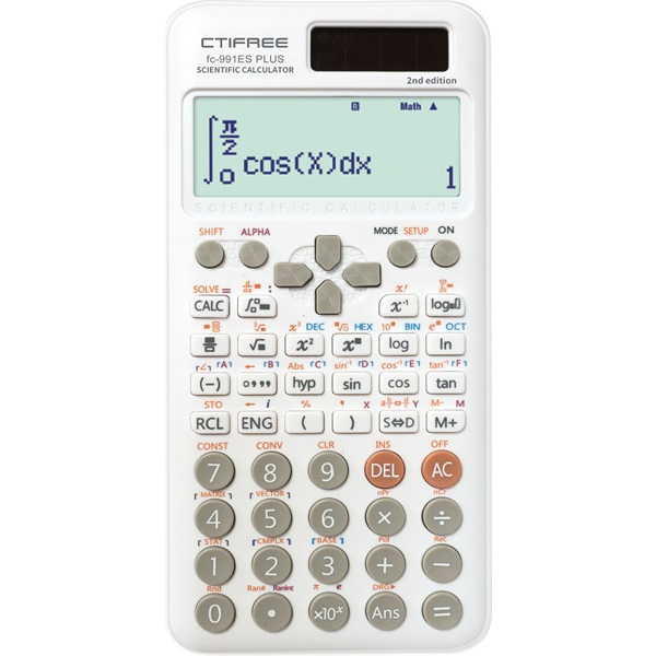 CTIFREE FC-991 ES PLUS 2nd FEHÉR tudományos számológép, 77x161mm, dual power (FC-991 ES PLUS 2ND COLOR FEHÉR)