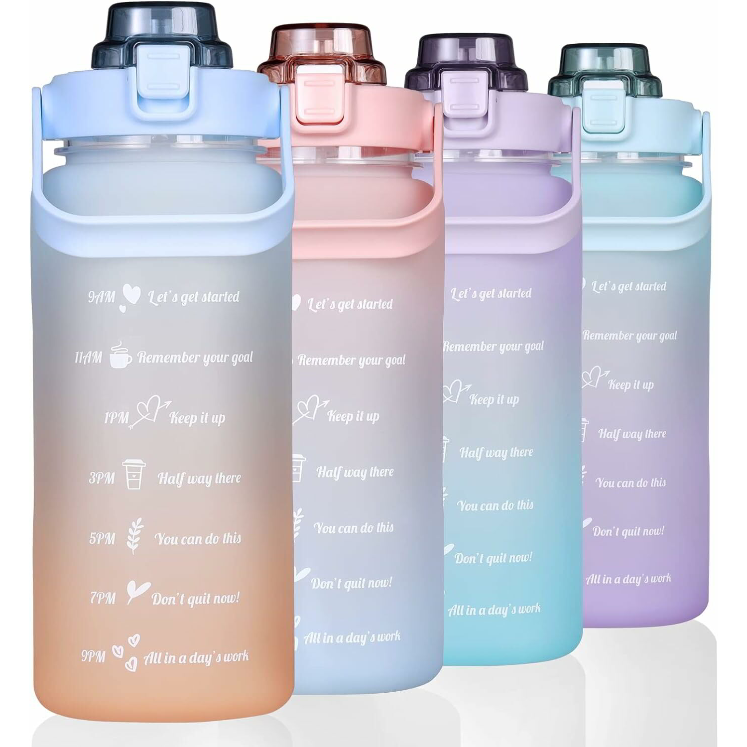 TOO KT-397 Műanyag motivációs kulacs idézetekkel és időskálával 2000ml - Színátmenetes (KT-397)