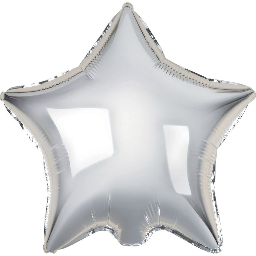 Csillag Fólia Lufi - 44 cm, Ezüst (484919)