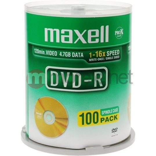 Maxell DVD-R 4.7GB_120min 16x speed, Cakebox 100