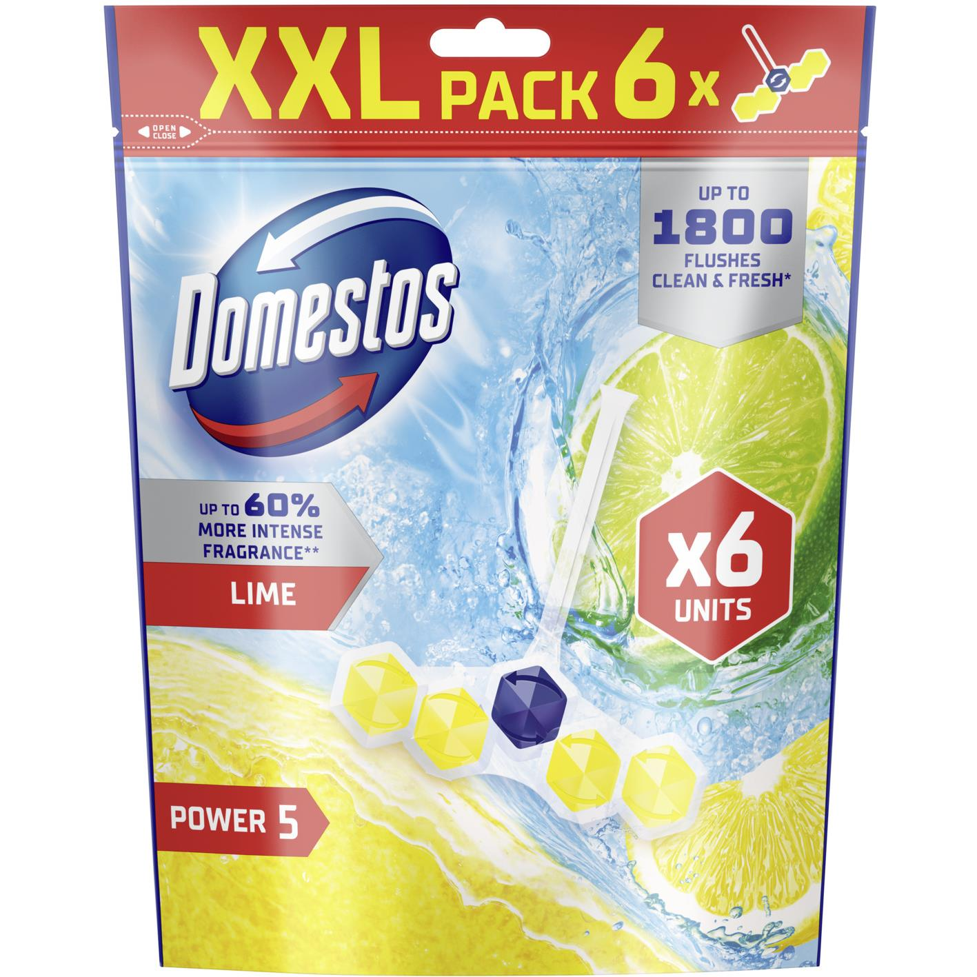 Domestos Power5 WC frissítő blokk, Lime 6 × 50 g (8720182924421)