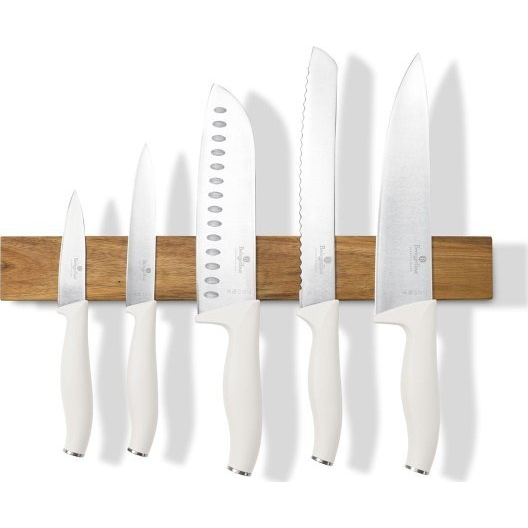 BerlingerHaus BH/2945 Sahara Collection 6 Részes Késkészlet - Akácfa, Mágneses Akasztóval, Rozsdamentes Acél, Matt Krém (BH-2945)