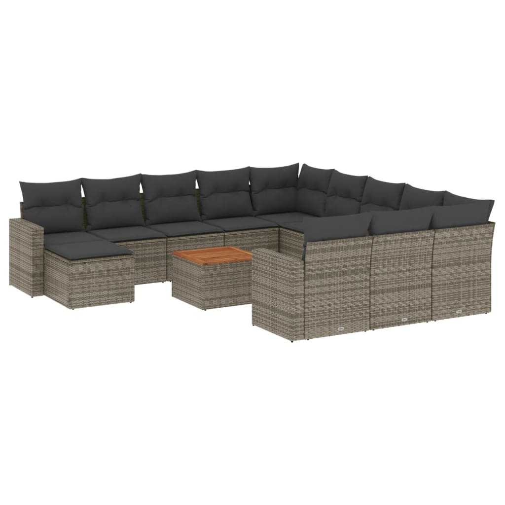 13 részes szürke polyrattan kerti ülőgarnitúra párnákkal (3256760)
