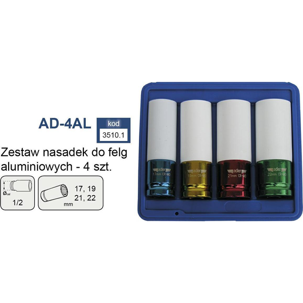 ADLER IMPACT SOCKETS FOR RIMS 4 pcs. AD-4AL...