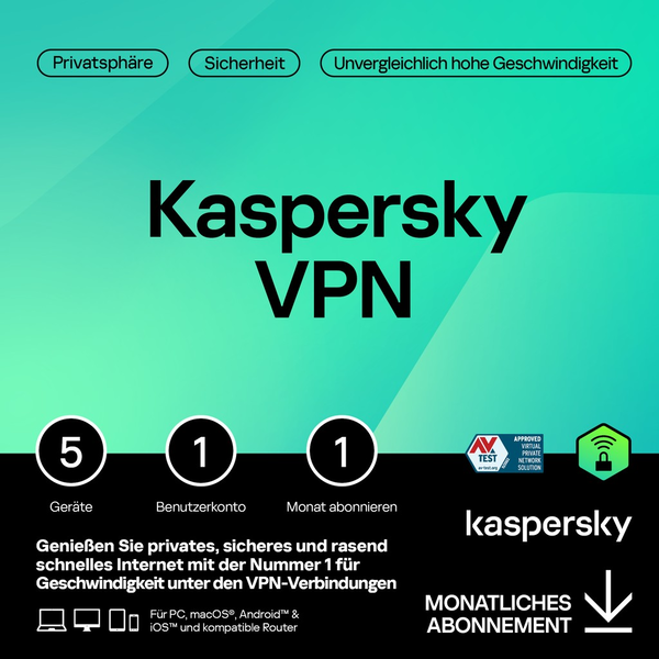 Kaspersky Secure Connection – 1 Felhasználó, 5 Eszköz, 1 Hónap