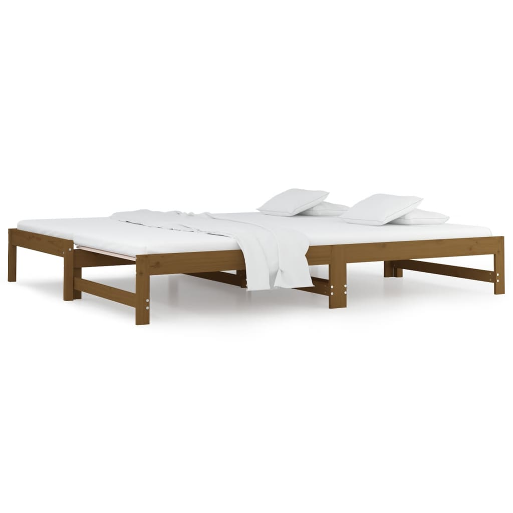 mézbarna tömör fenyőfa kihúzható kanapéágy 2 x (90 x 200) cm (820430)