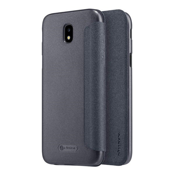 NILLKIN SPARKLE műanyag telefonvédő (mikroszálas bőr hatású FLIP, oldalra nyíló) FEKETE [Samsung Galaxy J5 (2017) SM-J530 EU] (5996457711208)