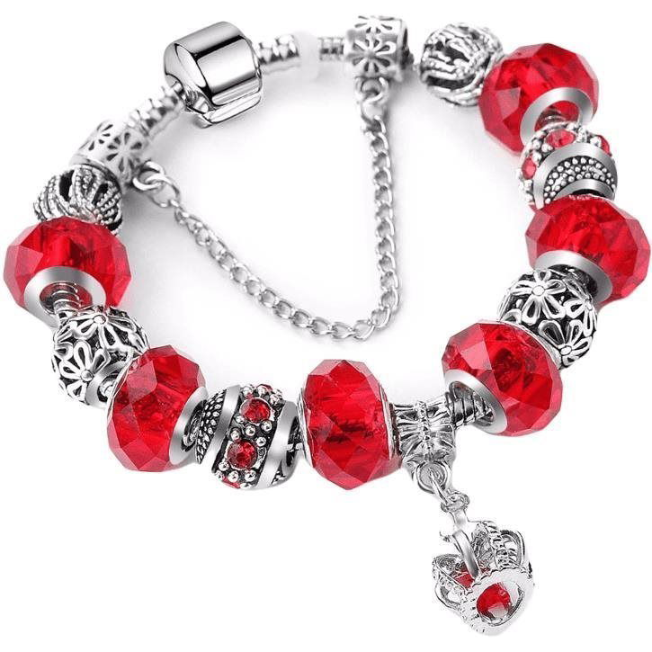 Silver Star női karkötő - piros korona 2/V 19 (8596544006650)