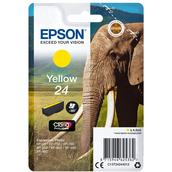 Epson Elephant C13T24244012 blækpatron 1 stk Original Standard udbytte Gul