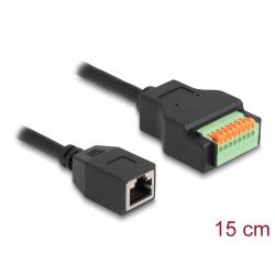Kábel RJ45 Cat.5e Female pre adaptér lišty s tlačidlom 15cm Delock 66065