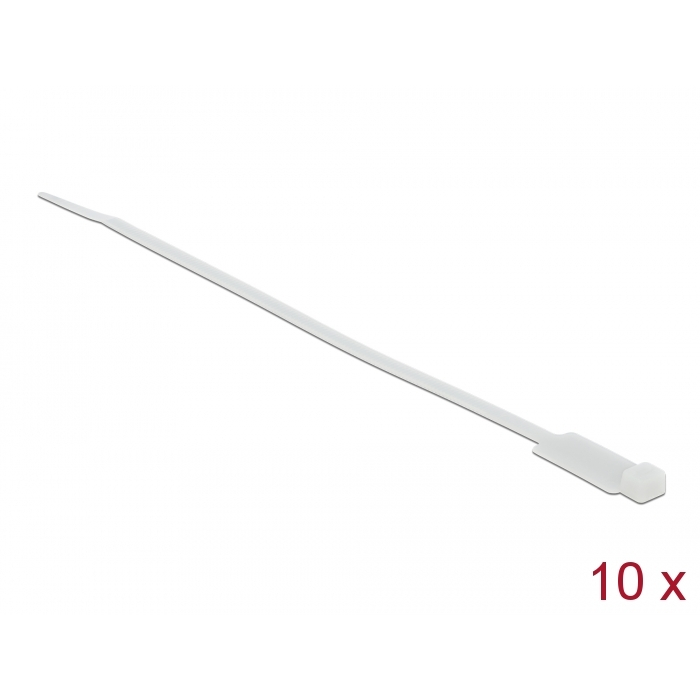 Delock Kábelkötöző címkével Hx 270 x Sz 4,8 mm, 10 darab fehér (18957) (18957)