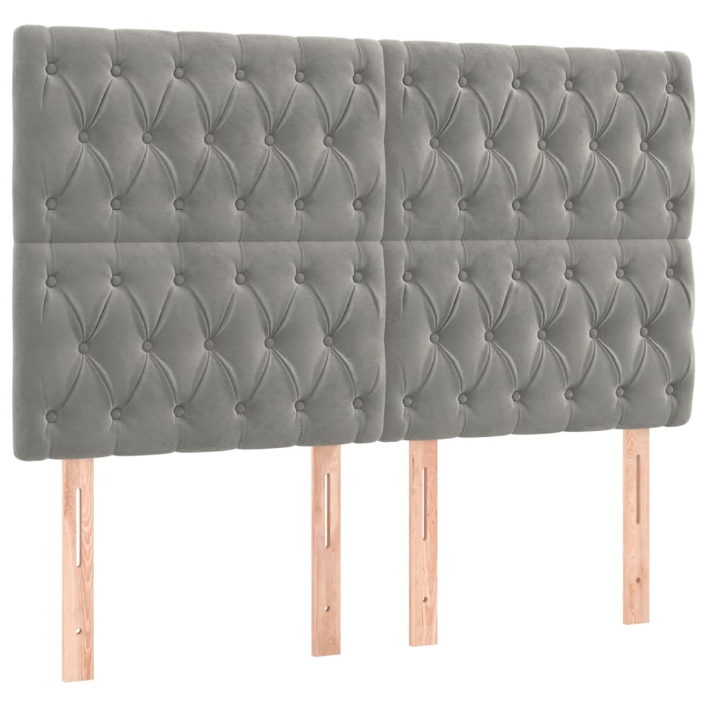 4 db világosszürke bársony fejtámla 72 x 7 x 78/88 cm (3116716)