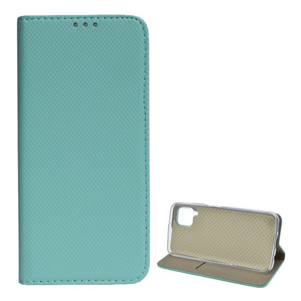 Tok álló, bőr hatású (FLIP, oldalra nyíló, asztali tartó funkció, rombusz minta) MENTAZÖLD [Huawei P40 Lite 4G / Nova 6 SE] (5996457974474)