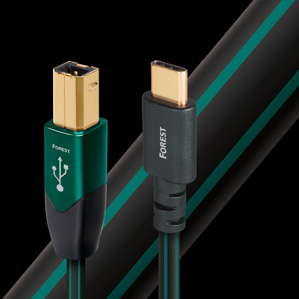 AudioQuest Forest USB 2.0-B apa - USB-C apa Összekötő kábel 0.75m - Fekete/Zöld (USBFOR20.75CB)