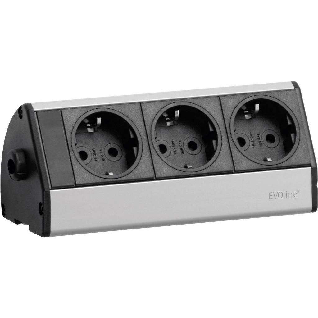 EVOline 93000403 Hálózati elosztó Fekete, Ezüst Védőérintkezős 3m (e93000403)