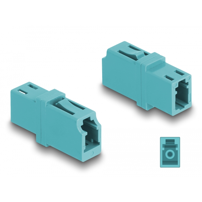 Delock Optikai szál párosító LC Simplex anya - LC Simplex anya OM3 aqua (87987) (87987)