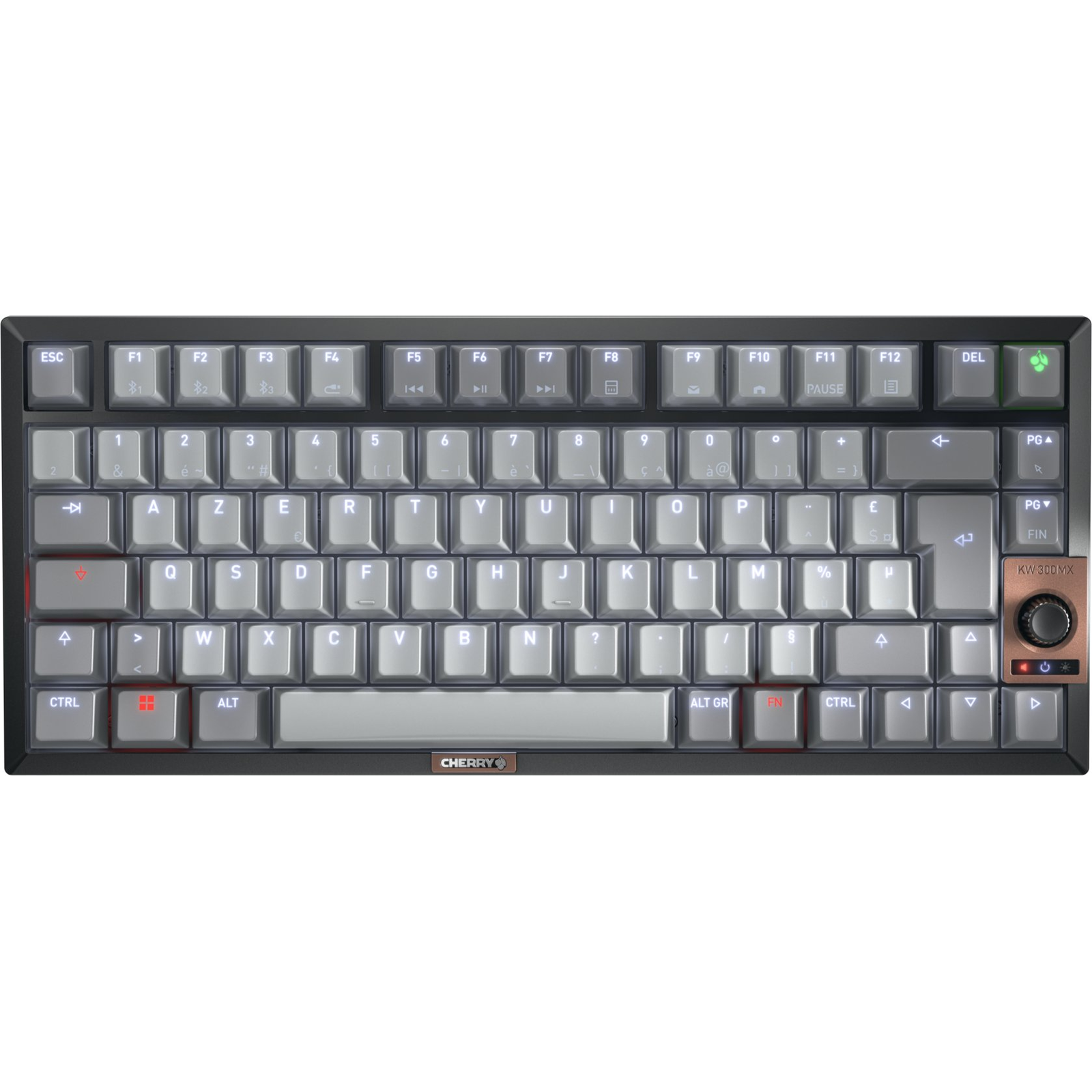 CHERRY KW 300W MX klávesnica Domáci USB + Bluetooth AZERTY Francúzsky Čierna, Medená, Šedá