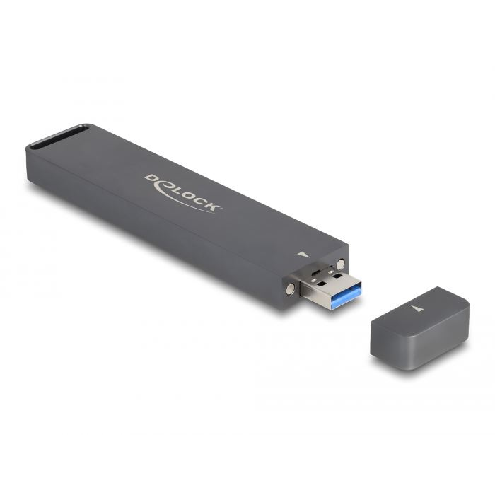 Delock Külső ház M.2 NVME PCIe SSD vagy SATA SSD számára USB 10 Gbps A-típusú apával (42021)