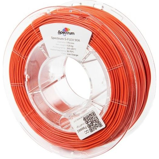 Spectrum Filaments 80251 S-Flex 90A 3D nyomtatószál Rugalmas nyomtatószál rugalmas, vegyileg ellenálló, késedelem nélkül 1.75 mm 250 g lion orange, (80251)