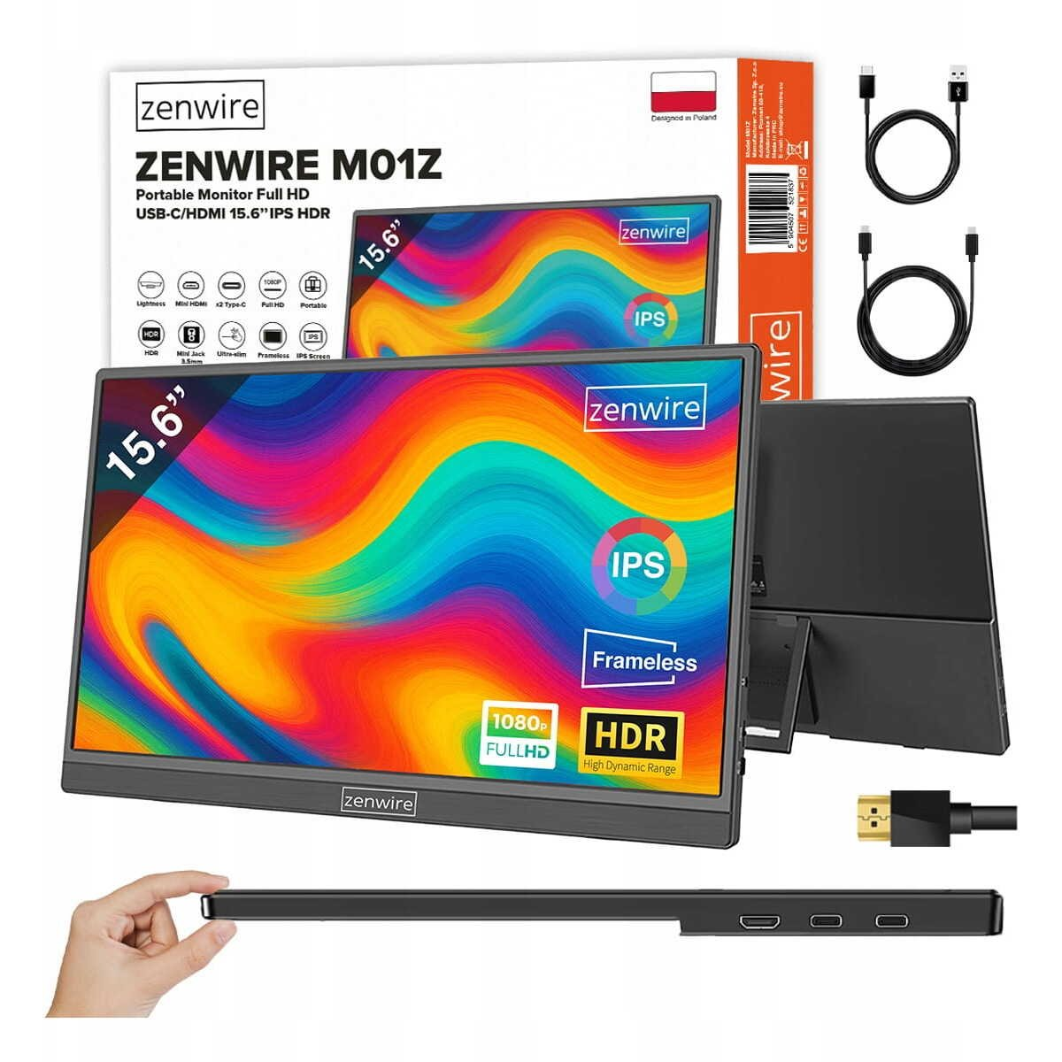 Zenwire M9P Hordozható Monitor 15.6" Full HD USB-C HDMI (5904507521837)
