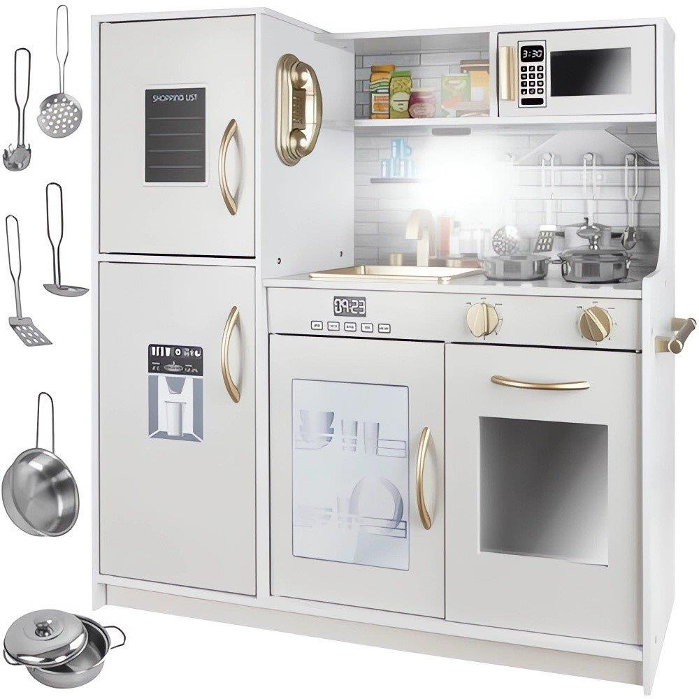 KRUZZEL 22117 Fa játék konyha + kiegészítők, XXL, fehér (5900779944152)
