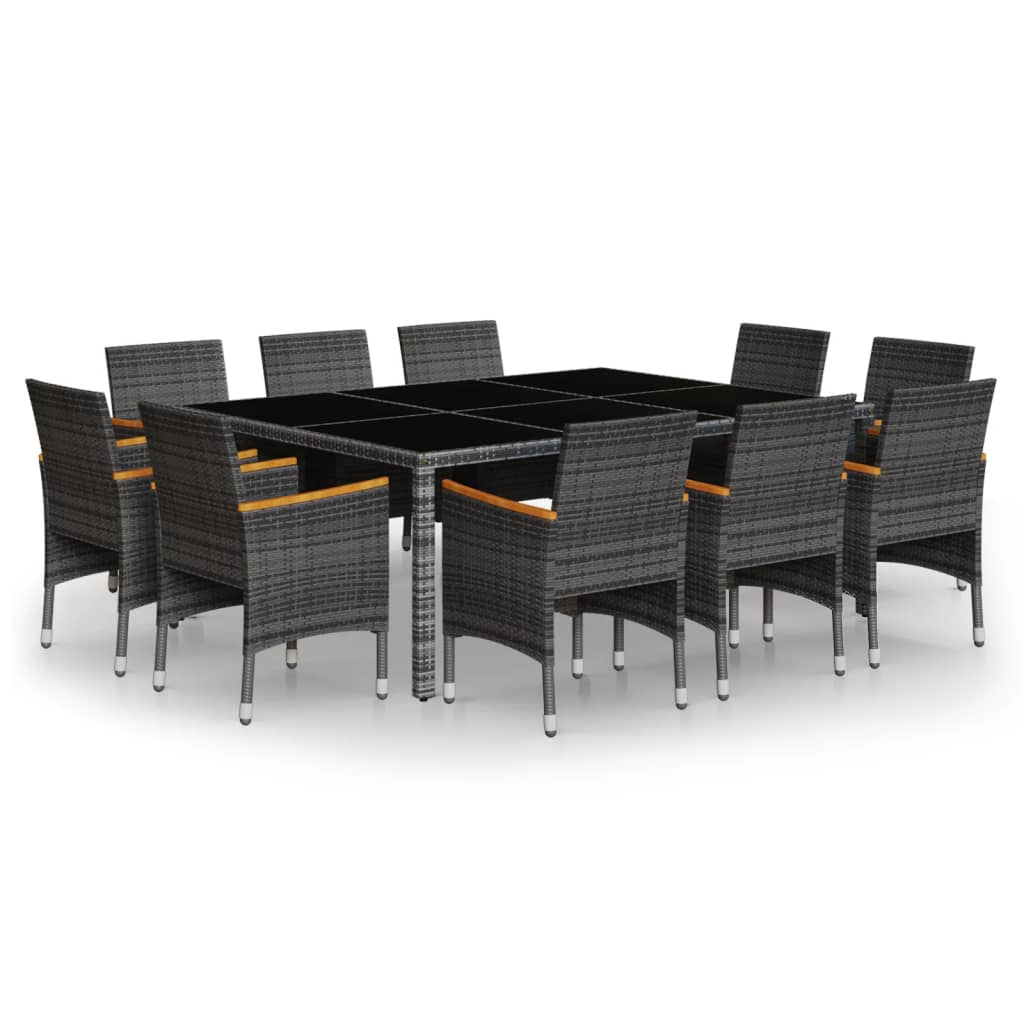 11 részes szürke polyrattan kerti étkezőgarnitúra (3058569)