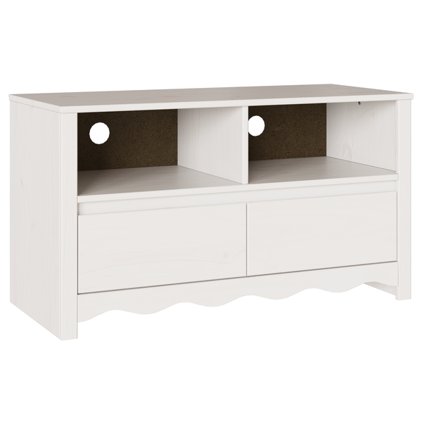 TV Szekrény "DRAMMEN" Fehér 99x43x55 cm Tömbfa Fenyő