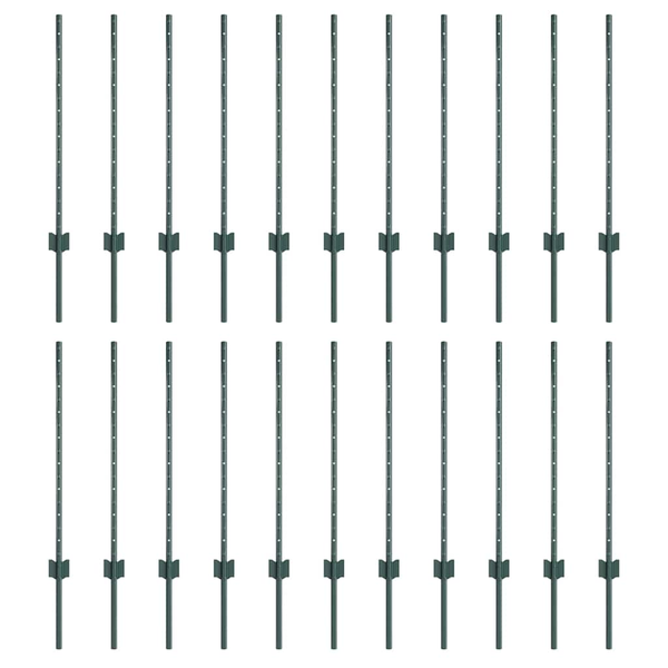 Stâlpi de gard argintii 22 pcs Verde Standard Metal