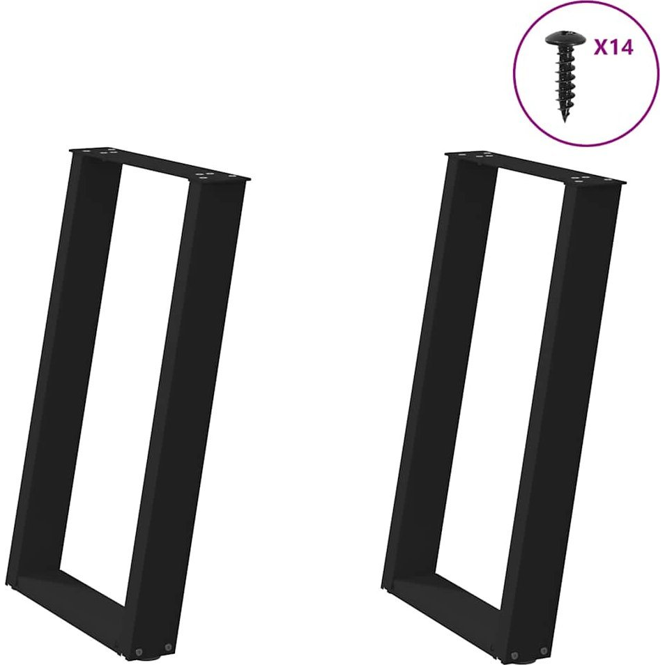 2 db fekete acél étkezőasztal lábak U-alakú 50x(72-73) cm (4012784)