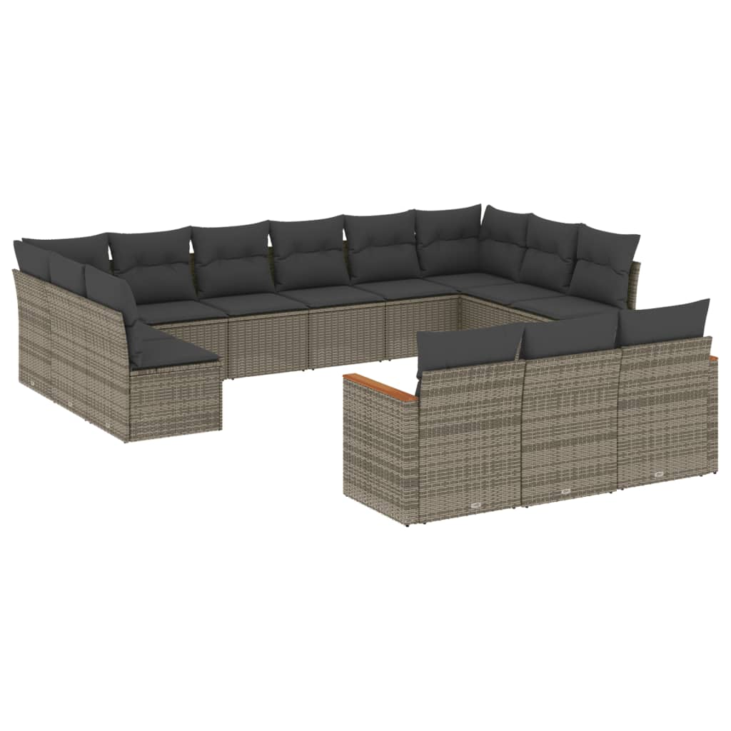 13 részes szürke polyrattan kerti ülőgarnitúra párnákkal (3226459)