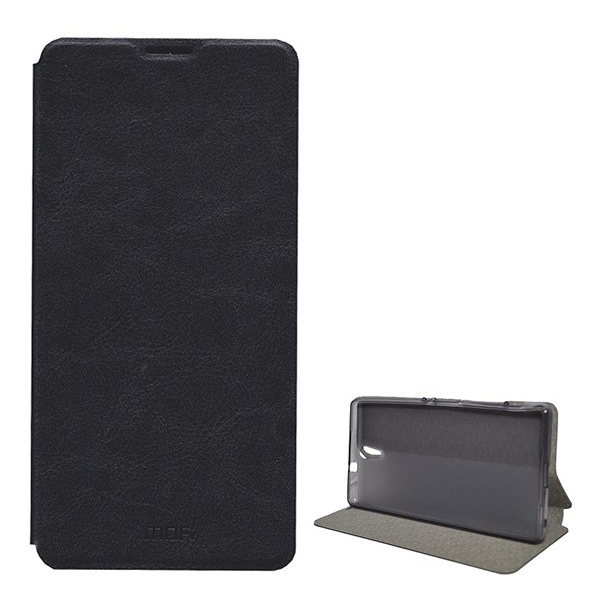 MOFI RUI tok álló, bőr hatású (FLIP, oldalra nyíló, asztali tartó funkció) FEKETE [Sony Xperia C5 Ultra (E5533)] (5996457587551)