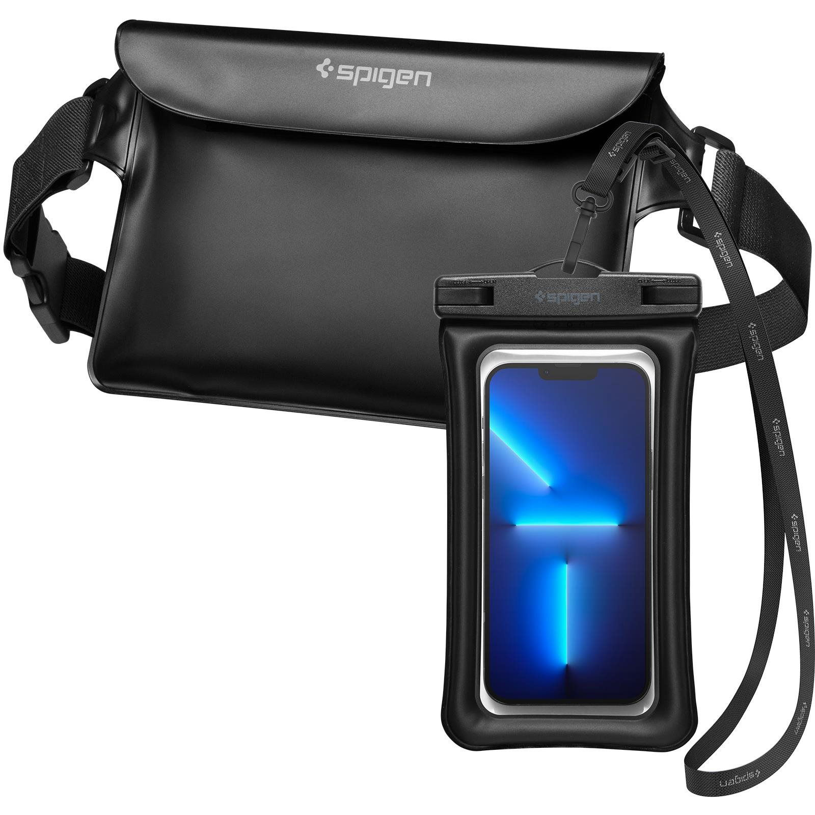 Spigen Aqua Shield A621 Set vízálló úszótok + vízálló deréktáska, fekete (AMP04533)