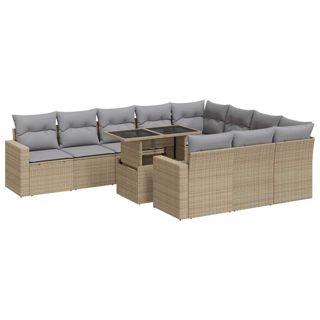 11 részes bézs polyrattan kerti ülőgarnitúra párnákkal (3326390)
