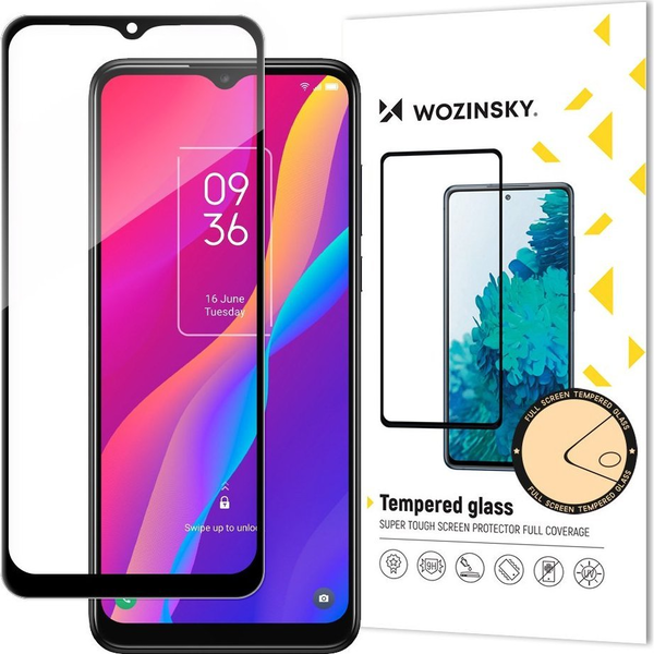  Wozinsky Wozinsky super wytrzymałe szkło hartowane Full Glue na cały ekran z ramką Case Friendly TCL 30E czarny