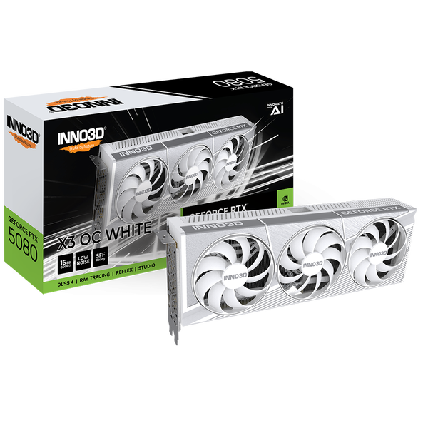 INNO3D GeForce RTX 5080 16GB GDDR7 X3 OC Videókártya - Fehér