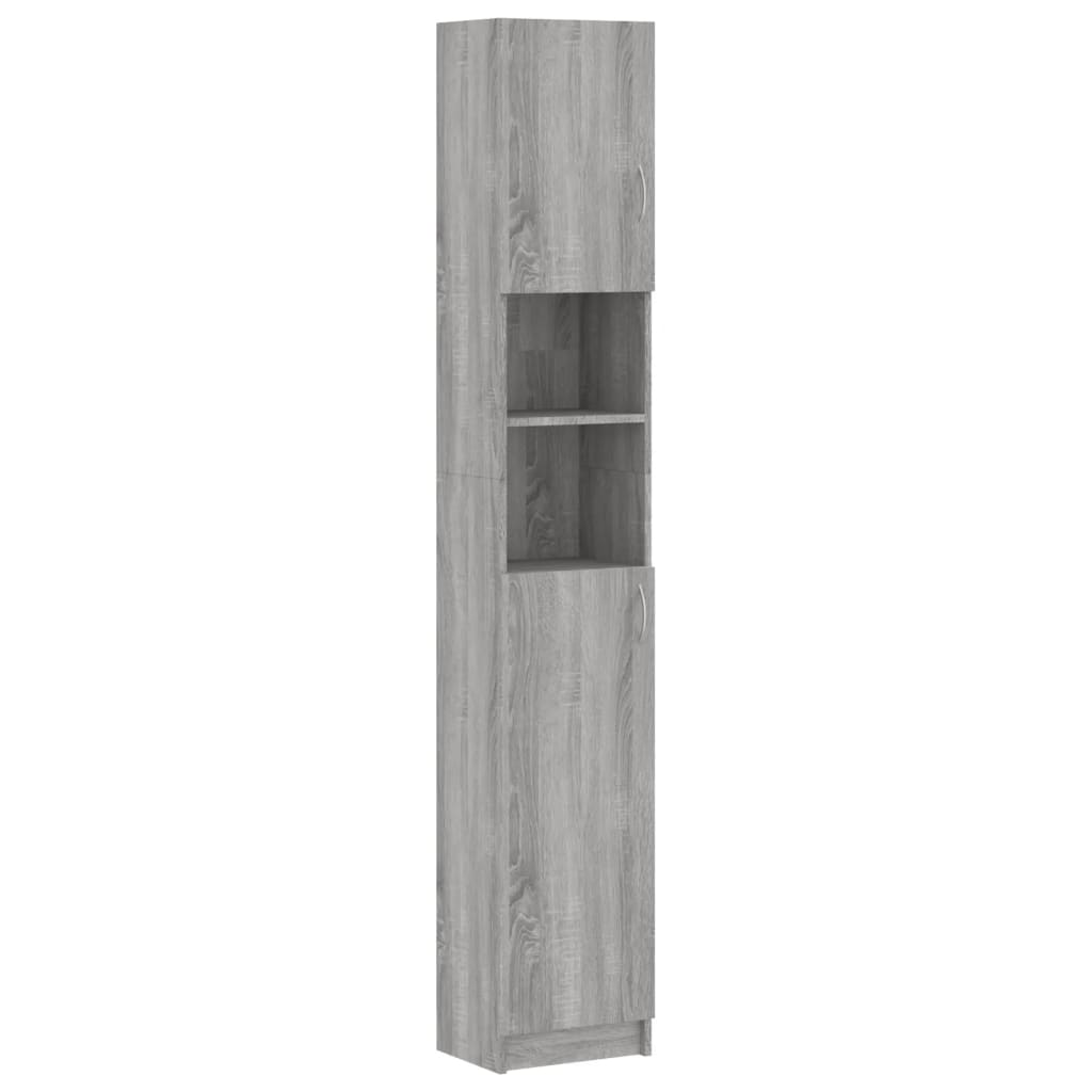 szürke sonoma szerelt fa fürdőszobaszekrény 32 x 25,5 x 190 cm (815538)